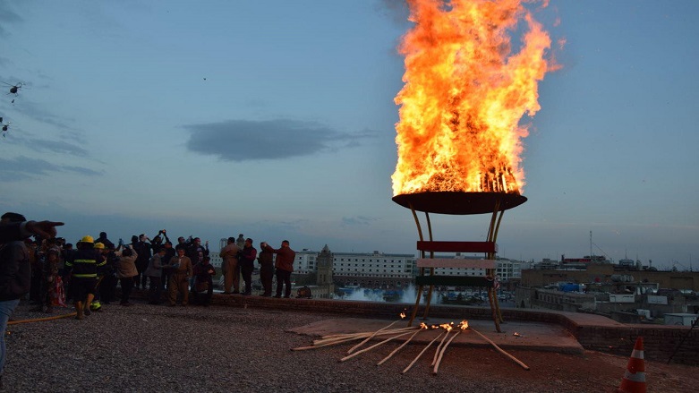 PHOTOS: Erbil marks Newroz with single bonfire and no public crowds